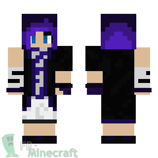 Aperçu de la skin Minecraft Fille cheveux et veste violets