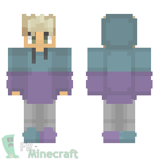 Aperçu de la skin Minecraft Garcon sweat capuche bleu et violet