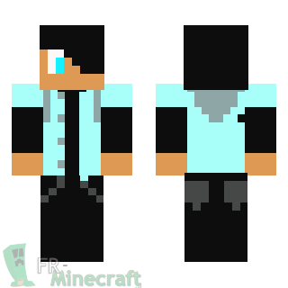 Aperçu de la skin Minecraft Homme à blouson bleu et vêtement noir