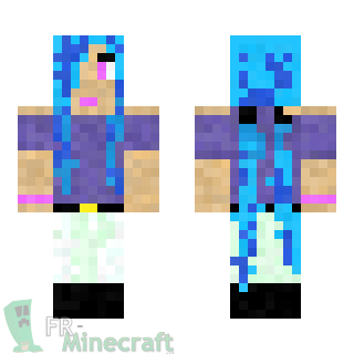 Aperçu de la skin Minecraft Fille cheveux bleu