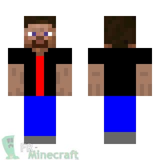 Aperçu de la skin Minecraft Steve en polo noir