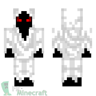 Aperçu de la skin Minecraft Monstre noir habillé en blanc et yeux rouges