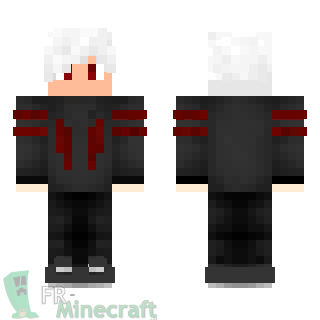 Aperçu de la skin Minecraft Garçon veste noire et rouge