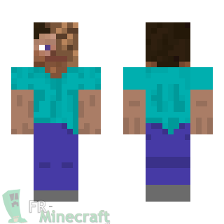 Aperçu de la skin Minecraft Steve avec de la terre au visage