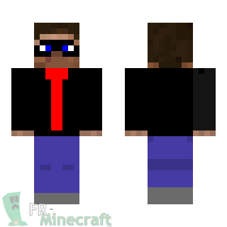 Aperçu de la skin Minecraft Steve costume et lunettes
