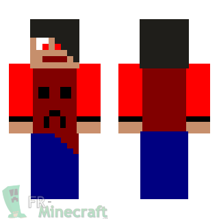 Aperçu de la skin Minecraft Garçon en rouge motif creeper