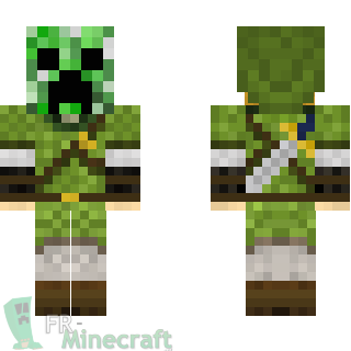 Aperçu de la skin Minecraft Link avec un masque Creeper - Zelda