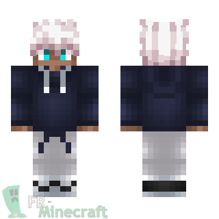 Aperçu de la skin Minecraft Garçon cheveux blancs et sweat bleu