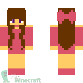 Aperçu de la skin Minecraft Fille en rose et cheveux longs