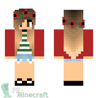 Aperçu de la skin Minecraft Fille cheveux fleurs