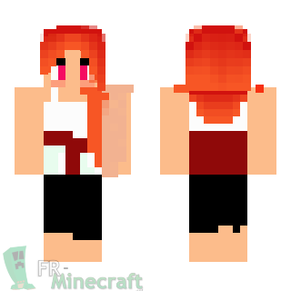 Aperçu de la skin Minecraft Fille cheveux orange habit blanc