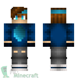Aperçu de la skin Minecraft Garçon pull et bandeau bleus