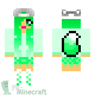 Aperçu de la skin Minecraft Fille Turquoise à Casquette