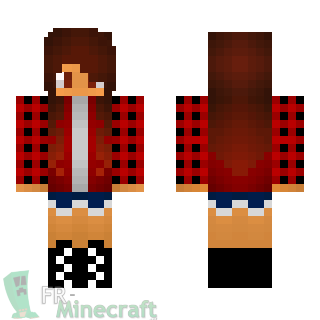 Aperçu de la skin Minecraft Fille chemise à carreaux rouge