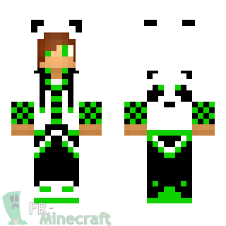 Aperçu de la skin Minecraft Garçon déguisement panda vert et blanc