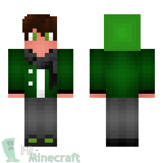 Aperçu de la skin Minecraft Garçon veste capuche verte / écharpe