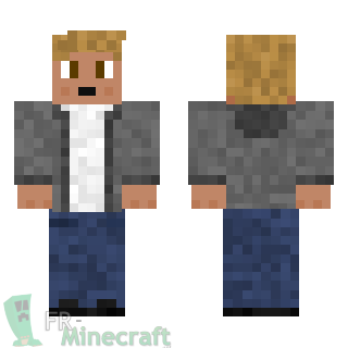 Aperçu de la skin Minecraft Garçon blond veste grise