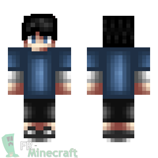 Aperçu de la skin Minecraft Garçon avec un t-shirt bleu