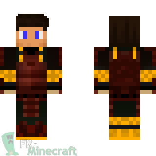 Aperçu de la skin Minecraft Garçon armure rouge et dorée