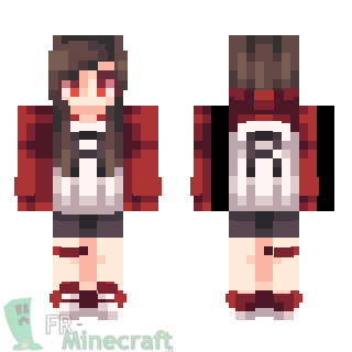 Aperçu de la skin Minecraft Fille survêt rouge et blanc
