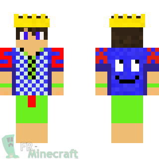 Aperçu de la skin Minecraft Garçon cool, qui part à la plage avec une couronne