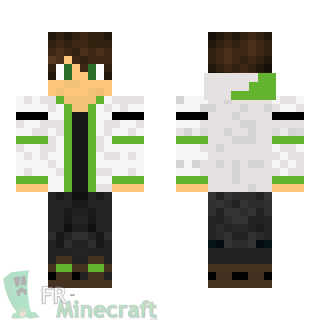 Aperçu de la skin Minecraft Garçon veste blanche/verte