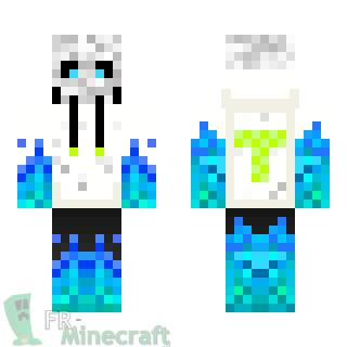 Aperçu de la skin Minecraft Squelette habillé flammes bleues