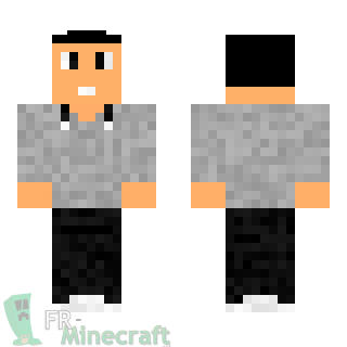 Aperçu de la skin Minecraft Garçon T-shirt gris et pantalon noir