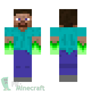 Aperçu de la skin Minecraft Steve aux mains de feu vertes