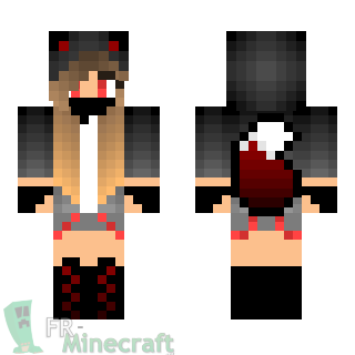 Aperçu de la skin Minecraft Fille veste ninja loup rouge