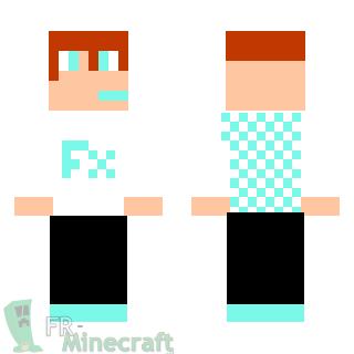 Aperçu de la skin Minecraft Garçon T-shirt blanc motif Fx