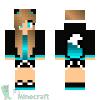 Aperçu de la skin Minecraft Fille loup bleu