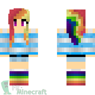 Aperçu de la skin Minecraft Fille arc en ciel