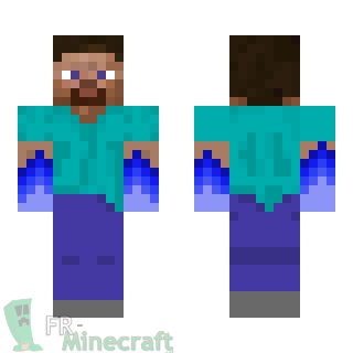 Aperçu de la skin Minecraft Steve aux mains de feu bleus
