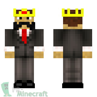 Aperçu de la skin Minecraft Homme en costume couronne et moustache