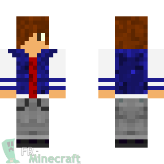 Aperçu de la skin Minecraft Garçon en veste bleu et blanc