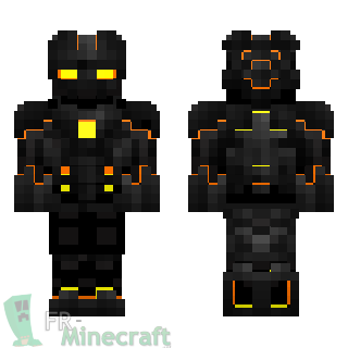Aperçu de la skin Minecraft Robot avec nano armure jaune orange