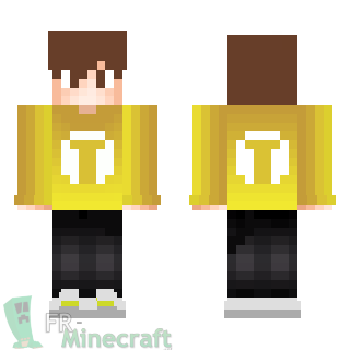 Aperçu de la skin Minecraft Garçon habit jaune motif T