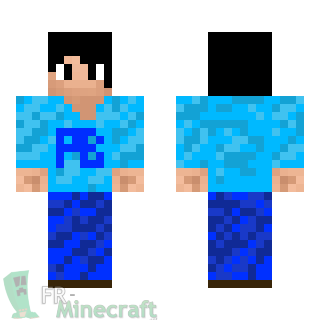 Aperçu de la skin Minecraft Garçon en bleu motif PB