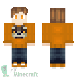 Aperçu de la skin Minecraft Garçon veste orange loup