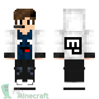 Aperçu de la skin Minecraft Garçon veste blanche et casques