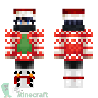 Aperçu de la skin Minecraft Garçon pull sapin et bonnet Noël