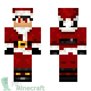 Aperçu de la skin Minecraft Garçon yeux rouges en Père Noël