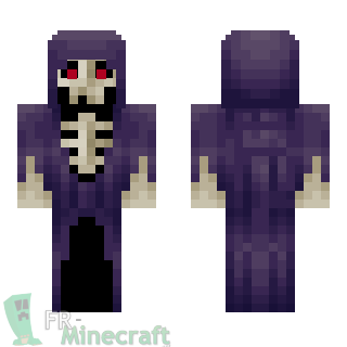 Aperçu de la skin Minecraft Squelette avec manteau violet