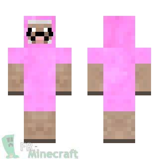 Aperçu de la skin Minecraft Mouton Rose avec moustache - PinkSheep
