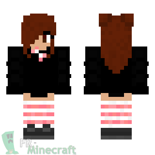 Aperçu de la skin Minecraft Fille rousse en noir