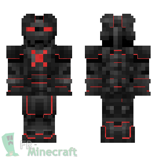 Aperçu de la skin Minecraft Robot avec nano armure rouge foncée