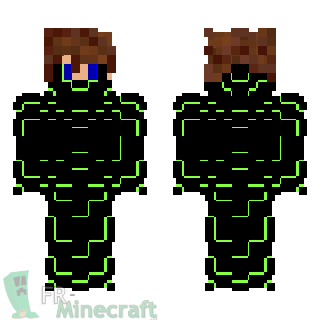 Aperçu de la skin Minecraft Garçon en nano armure verte