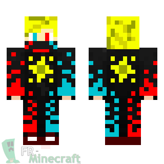 Aperçu de la skin Minecraft Garçon bleu jaune et rouge