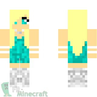 Aperçu de la skin Minecraft Blonde en robe bleu